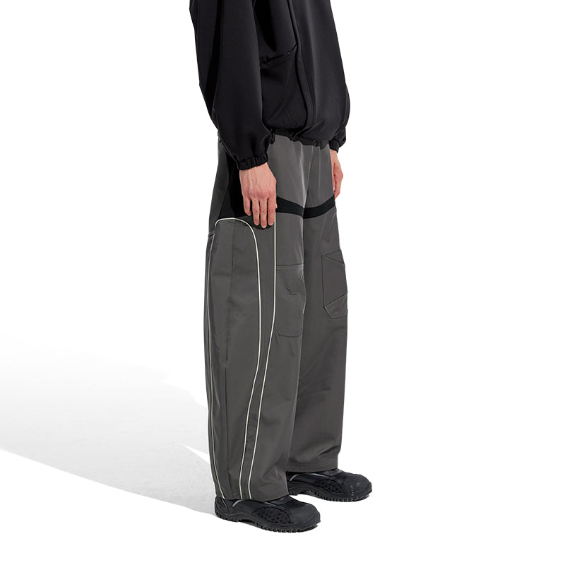 NUTH “Flee” Grey&Black Splicing Casual Sport Pants for Men