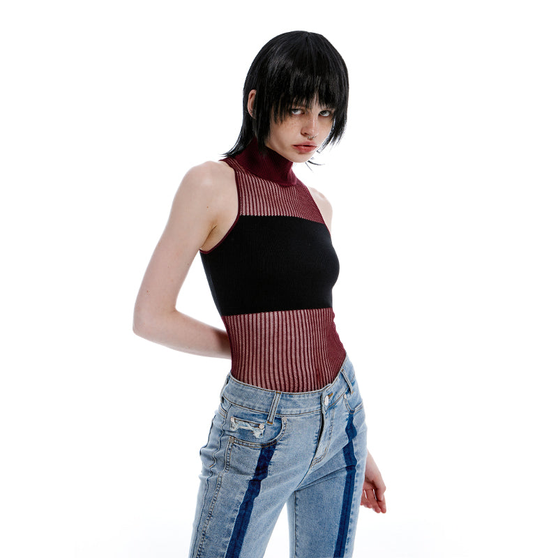 NUTH Red&black High-necked Knit Vest