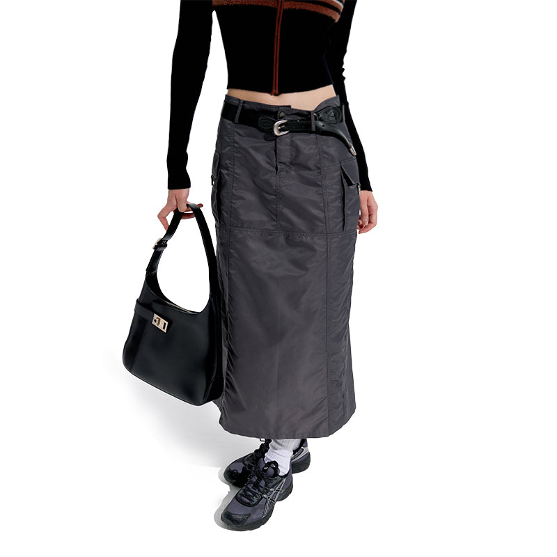 NUTH Split Design Grey Cargo Skirt