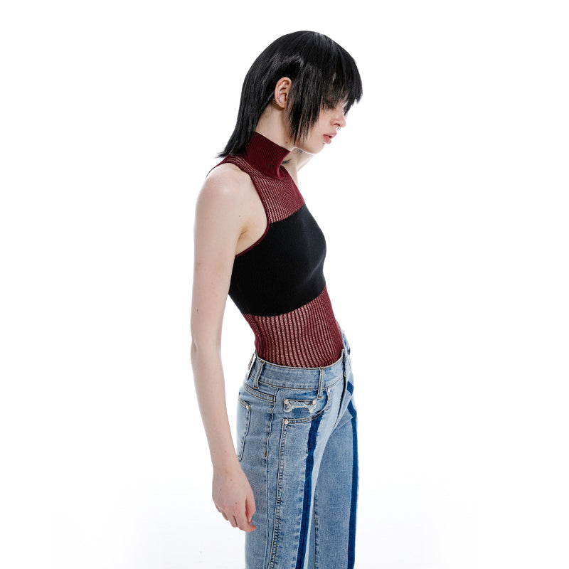 NUTH Red&black High-necked Knit Vest
