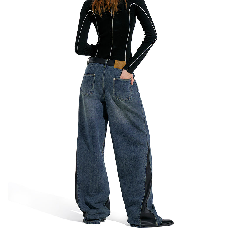 NUTH Leather Patchwork Retro Jeans