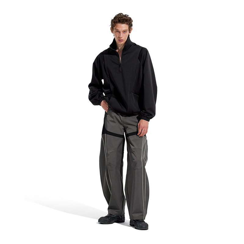NUTH “Flee” Grey&Black Splicing Casual Sport Pants for Men