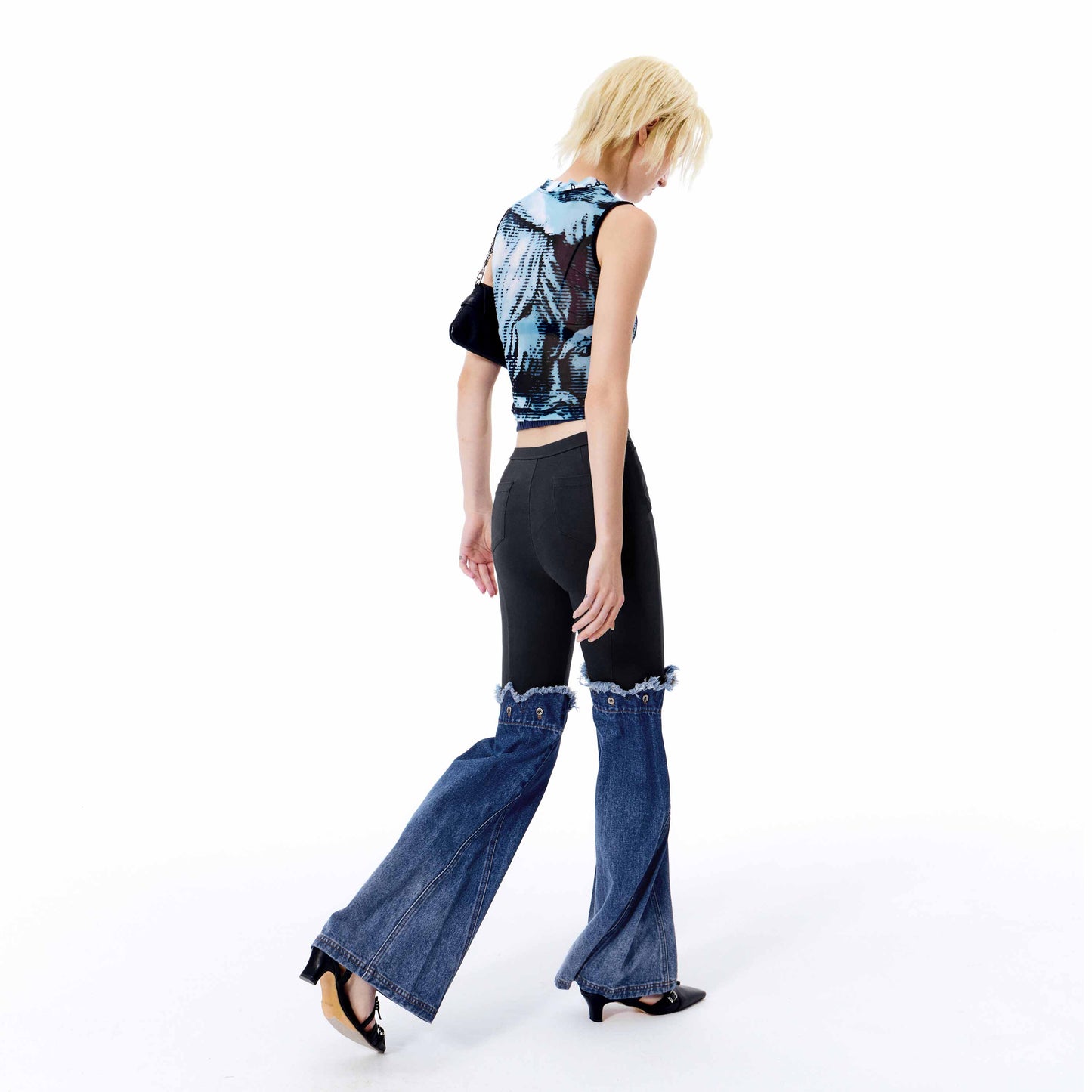 NUTH Detachable Patchwork Flared Jeans