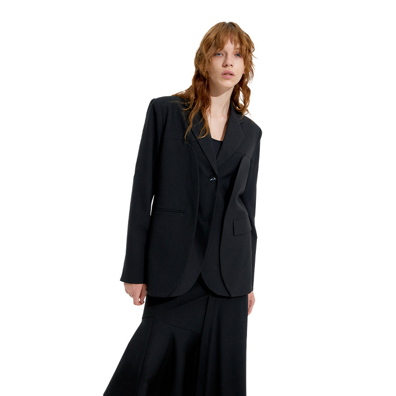 NUTH “Flip the Scale Line” Black Double Layer Blazer