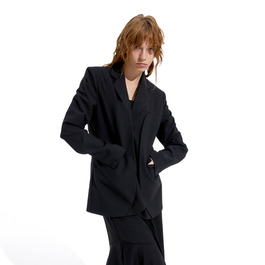 NUTH “Flip the Scale Line” Black Double Layer Blazer